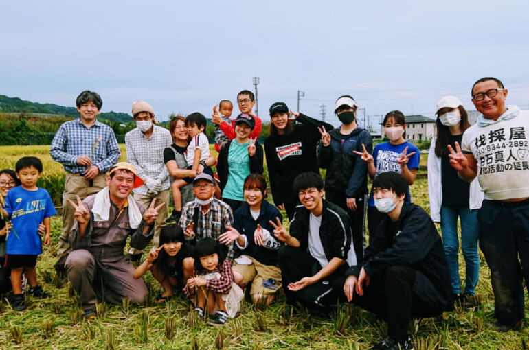 収穫後の集合写真